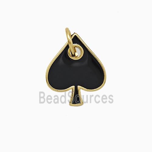 ACE of Spade Copper Pendant Black Enamel Gold Plated