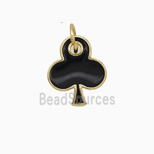 ACE of Clubs Copper Pendant Black Enamel Gold Plated