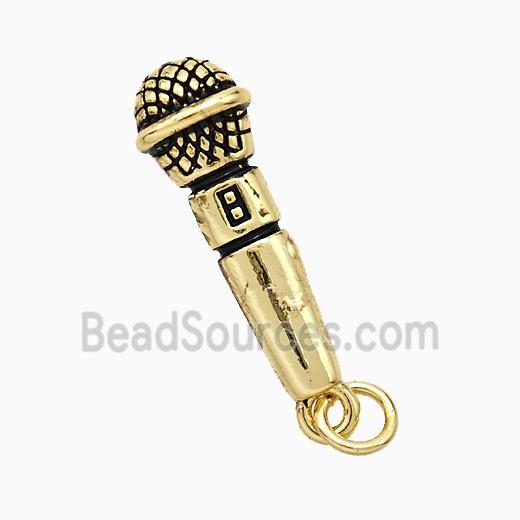 Microphone Charms Copper Pendant Antique Gold