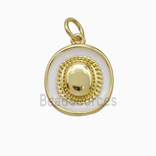 Copper Hat Pendant White Enamel Gold Plated