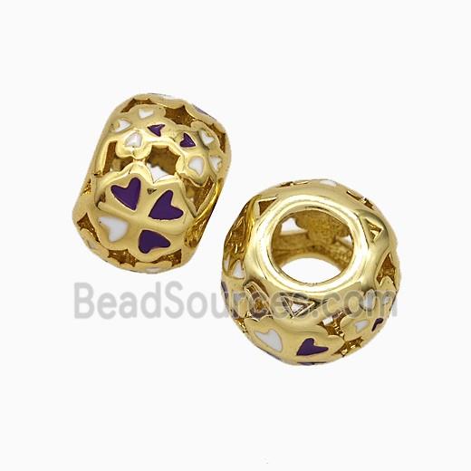 Copper Rondelle Beads Enamel Large Hole Gold Plated