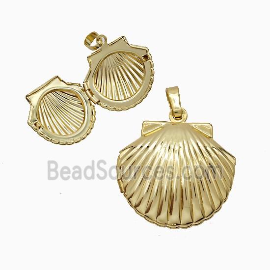 Scallop Shell Charms Copper Pendant 18K Gold Plated