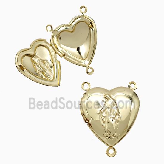 Copper Heart Jesus Locket Pendant 18K Gold Plated