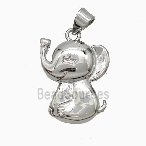 Copper Elephant Pendant Platinum Plated