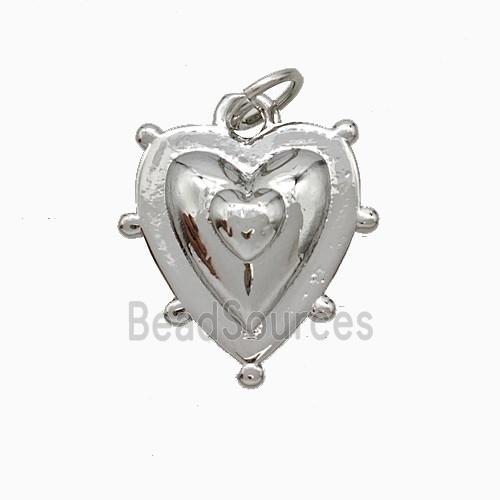 Copper Heart Pendant Platinum Plated
