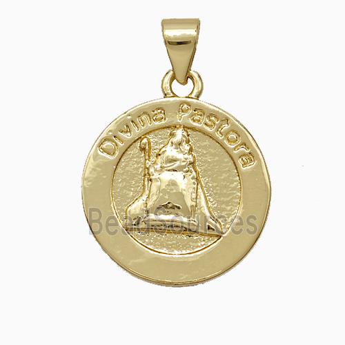 Divina Pastora Charms Copper Pendant Gold Plated