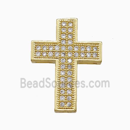 Copper Cross Pendant Pave Zirconia Gold Plated