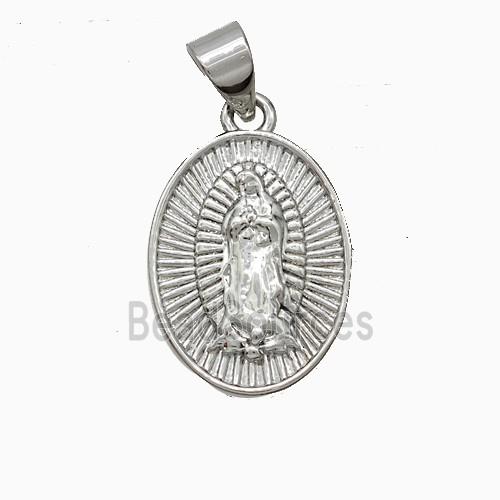 Virgin Mary Charms Copper Pendant Platinum Plated