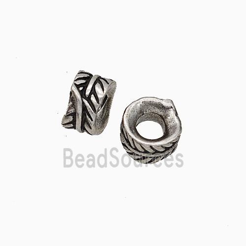 Copper Leaf Beads Antique Silver