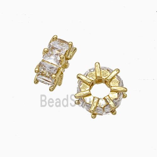 Copper Heishi Beads Pave Zirconia Gold Plated