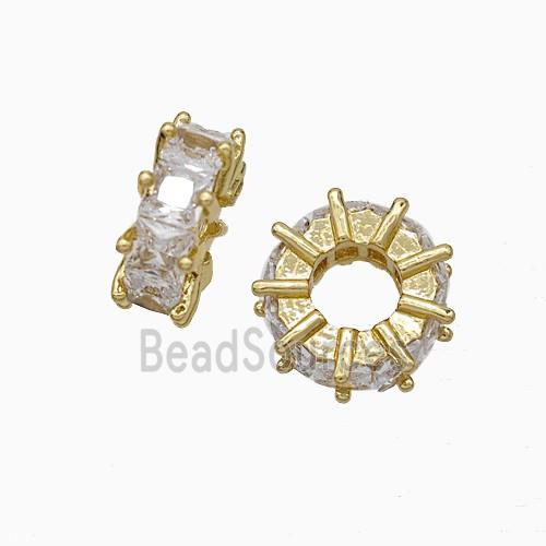 Copper Heishi Beads Pave Zirconia Gold Plated