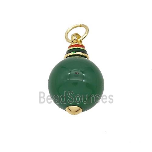 Green Dye Jade Beads Round Copper Gold Plated