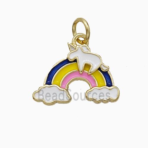 Copper Rainbow Pendant Multicolor Enamel Gold Plated