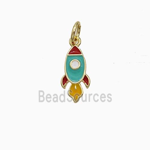 Copper Rocket Charms Pendant Multicolor Enamel Gold Plated