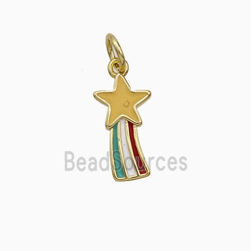 Copper Meteor Pendant Multicolor Enamel Falling Star Gold Plated
