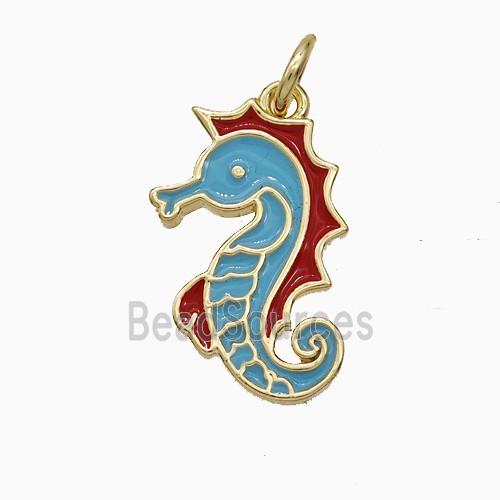 Copper Seahorse Pendant Enamel Gold Plated