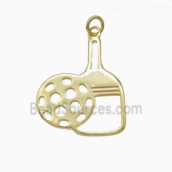 Pickleball Paddle Charms Copper Pendant Sports Gold Plated