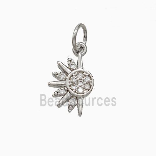 Copper Sun Pendant Pave Zirconia Platinum Plated
