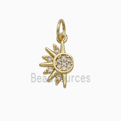 Copper Sun Pendant Pave Zirconia Gold Plated