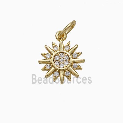Copper Sun Pendant Pave Zirconia Gold Plated
