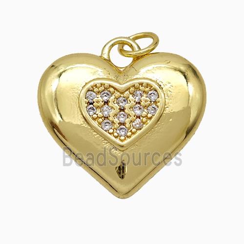 Copper Heart Pendant Micropave Zirconia Gold Plated