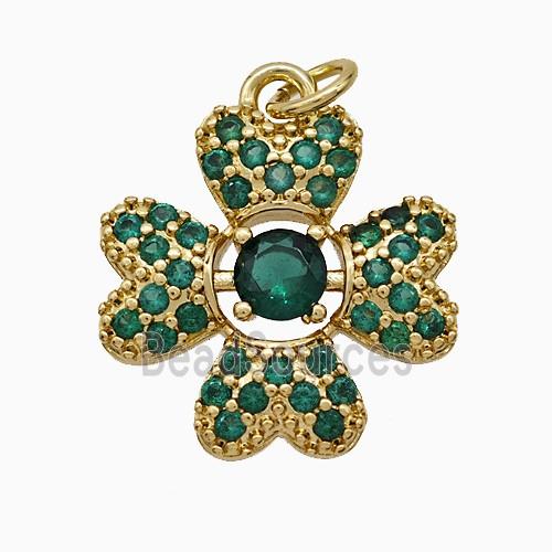 Copper Flower Pendant Pave Zirconia Gold Plated