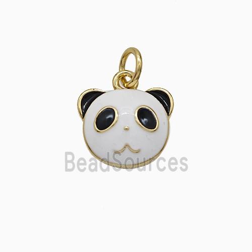 Copper Pandaheader Pendant Black White Enamel Gold Plated
