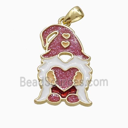 Christmas Santa Claus Charms Copper Pendant Enamel Gold Plated