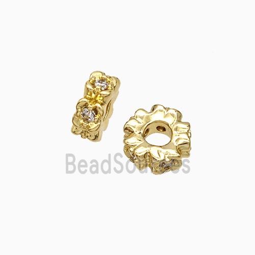 Copper Heishi Beads Pave Zirconia Gold Plated