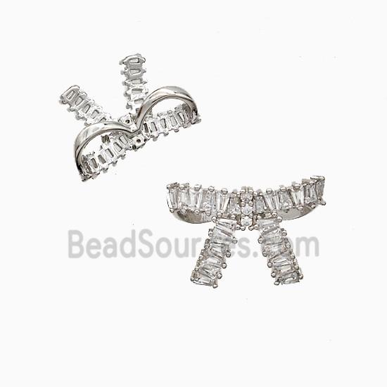 Copper Awareness Ribbons Pendant Pave Zirconia 2loops Platinum Plated