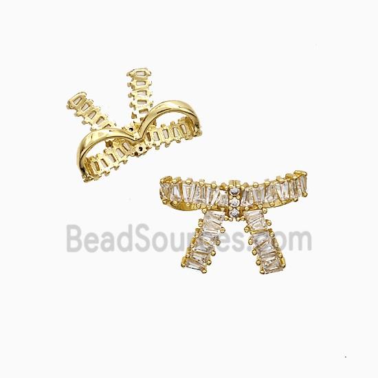 Copper Awareness Ribbons Pendant Pave Zirconia 2loops Gold Plated