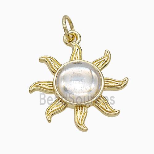 Copper Sun Pendant Pave Acrylic Gold Plated