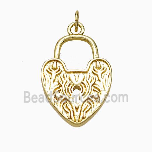 Copper Heart Lock Pendant Gold Plated