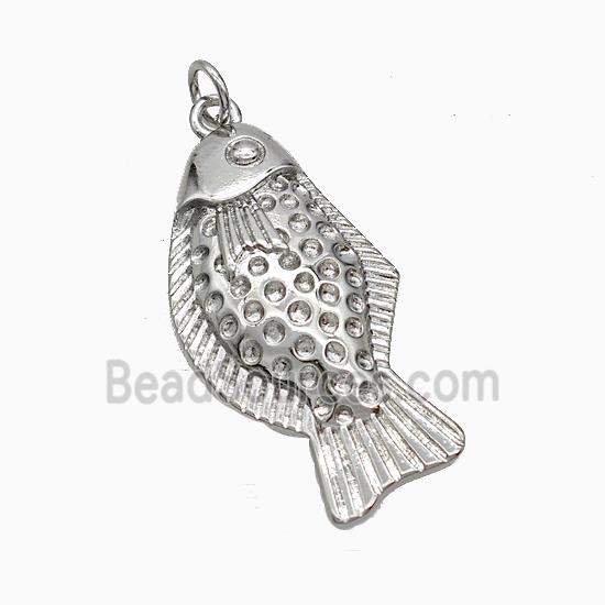 Copper Fish Pendant Hammered Platinum Plated