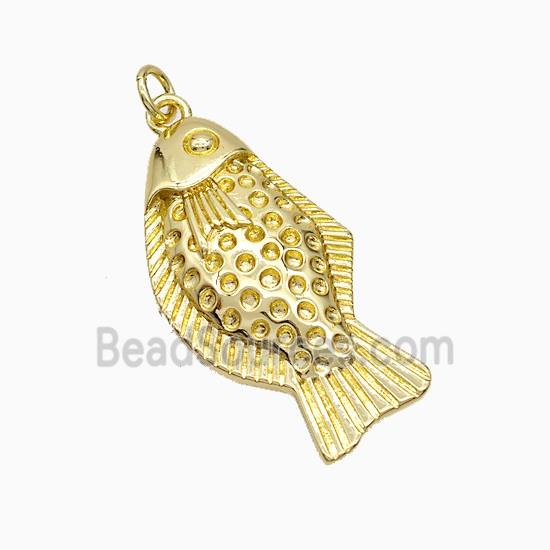 Copper Fish Pendant Hammered Gold Plated