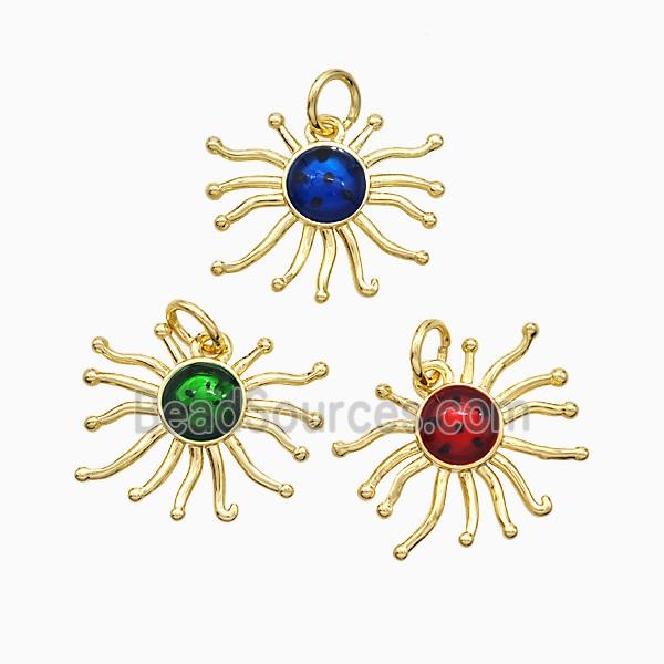 Copper Sun Pendant Painted Gold Plated Mixed