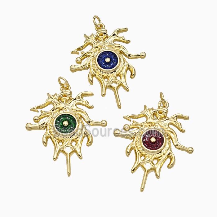 Copper Sun Pendant Painted Gold Plated Mixed