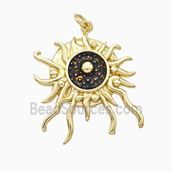Copper Sun Pendant Painted Gold Plated