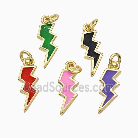 Copper Lightning Pendant Enamel Gold Plated Mixed