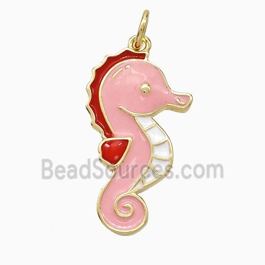 Copper Seahorse Pendant Multicolor Enamel Gold Plated