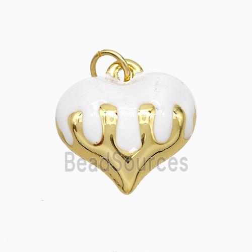 Copper Heart Pendant White Enamel Gold Plated