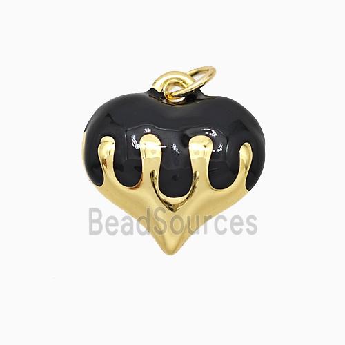 Copper Heart Pendant Black Enamel Gold Plated