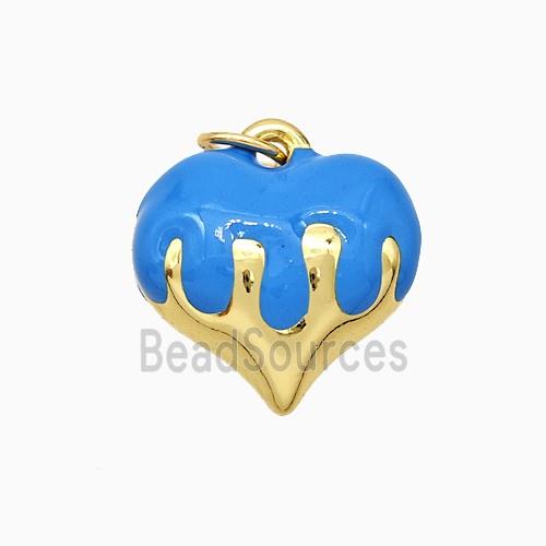 Copper Heart Pendant Blue Enamel Gold Plated