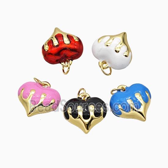 Copper Heart Pendant Enamel Gold Plated Mixed