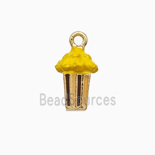 Popcorn Charms Copper Pendant Yellow Enamel Gold Plated