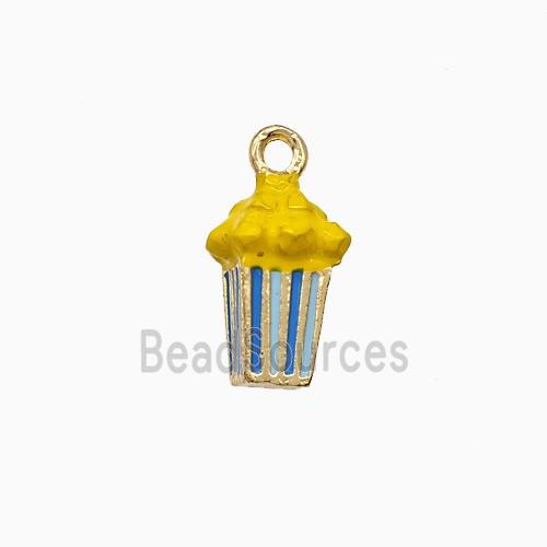 Popcorn Charms Copper Pendant Yellow Enamel Gold Plated