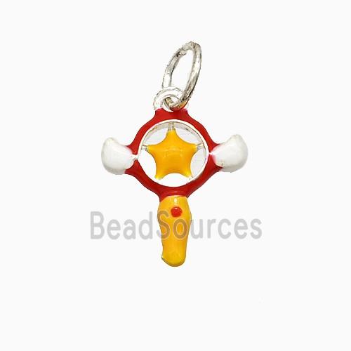 Magic Wand Charms Copper Pendant Multicolor Enamel Platinum Plated