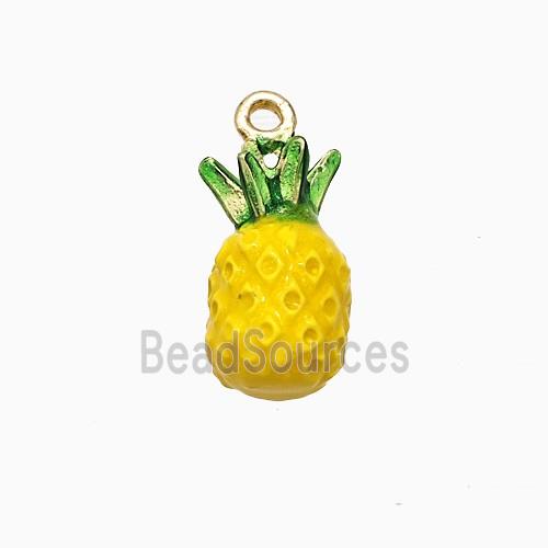 Copper Pineapple Pendant Yellow Enamel Gold Plated