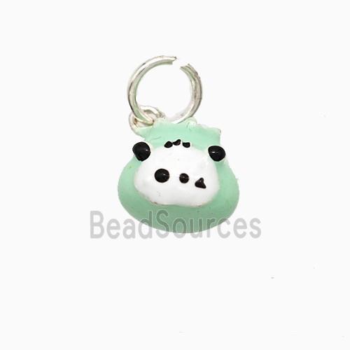 Copper Animal Pendant Green Enamel Platinum Plated