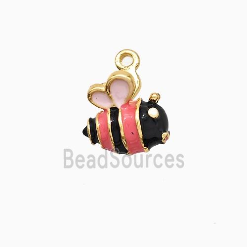 Copper Honeybee Pendant Multicolor Enamel Gold Plated